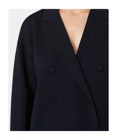Max Mara Knit Double-breasted Blazer In Blue
