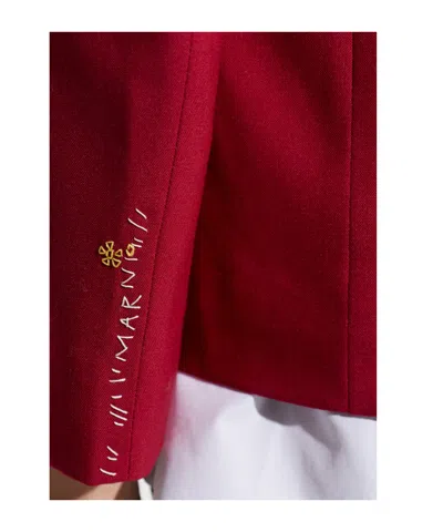 Marni Wing Collar Button Front Jacket In Red
