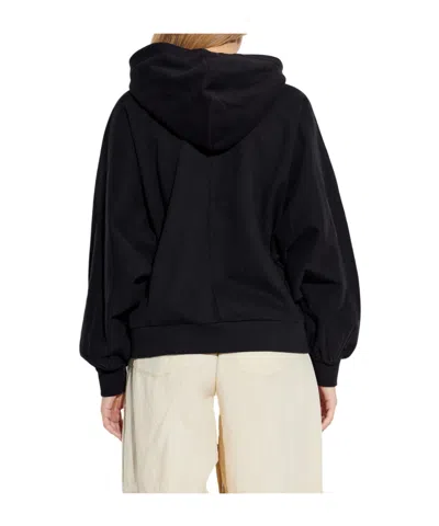 Allsaints Womens Black Artia Logo-embroidered Cotton Hoody In Black