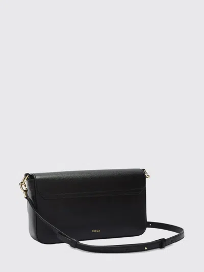 Furla Iride Clasp-fastening Leather Shoulder Bag In Black