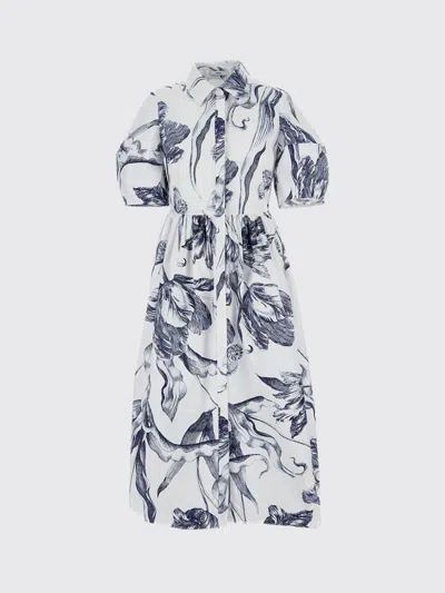 Erdem Floral-print Short-sleeve Midi Shirt Dress In White