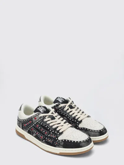 Amiri Skel Top Black Sneaker With Beads And Crystals Application And Logo On The Heel In Fabric And Cotton In Black