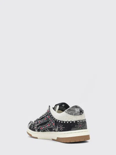 Amiri Skel Top Black Sneaker With Beads And Crystals Application And Logo On The Heel In Fabric And Cotton In Black