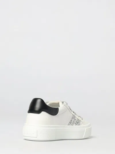 Hogan Crosswind Nappa Leather And Suede Sneakers With Glitter H Detail In White