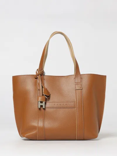 Hogan Hanging Accent Script Tote Bag In Brown