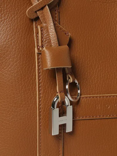 Hogan Hanging Accent Script Tote Bag In Brown