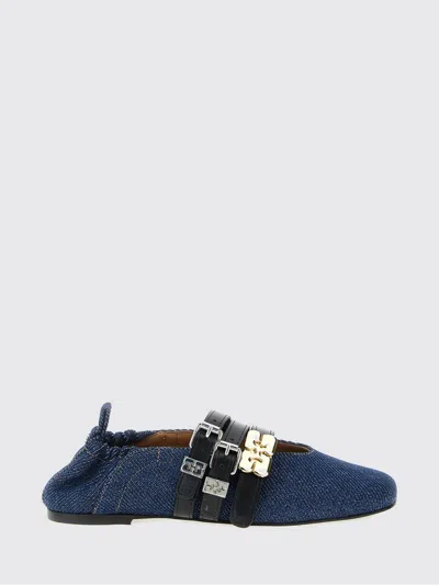 Ganni Sue Denim Ballerina Flats Dark Blue Vintage