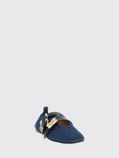 Ganni Sue Denim Ballerina Flats Dark Blue Vintage