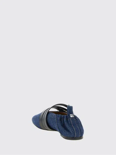 Ganni Sue Denim Ballerina Flats Dark Blue Vintage