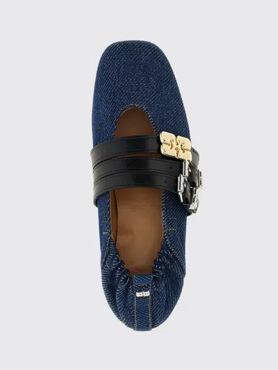 Ganni Sue Denim Ballerina Flats Dark Blue Vintage