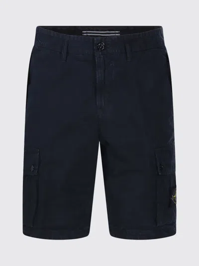 Stone Island Old Effect Cotton Cargo Bermuda Shorts Clothing In Black
