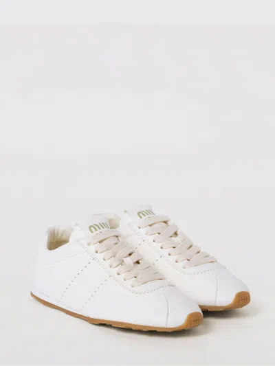 Miu Miu Plume Sneaker In Ivory Leather Women In Multi