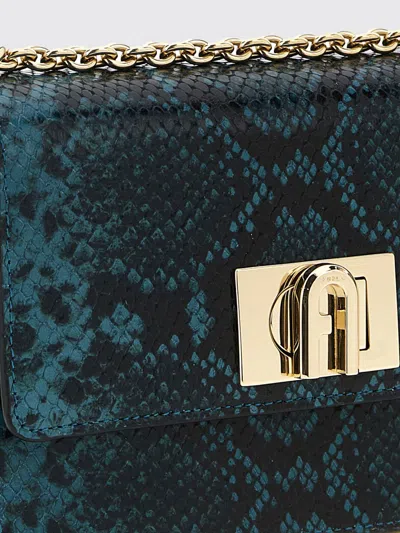 Furla Arco Python-print Crossbody Bag In Blue