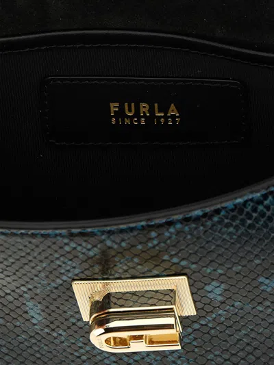 Furla Arco Python-print Crossbody Bag In Blue