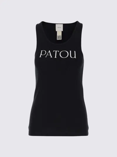 Patou Modern Sleeveless Scoop Neck Tank Top In Black