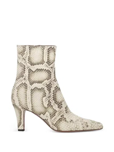 Paris Texas Ankle Boots In Natural Printed Python Leather In Animal Print