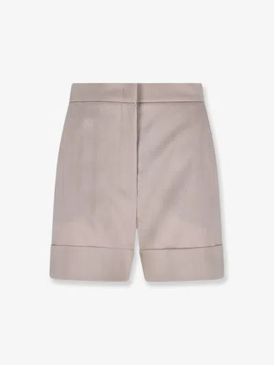 Max Mara Virgin Wool Blend Shorts In Neutral