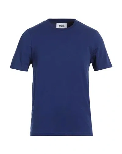Alpha Studio Man T-shirt Bright Blue Size 48 Cotton, Elastane In Blue