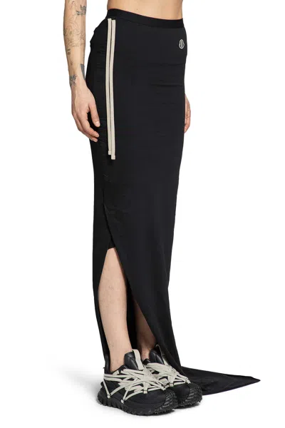 Rick Owens Draped Drawstring Maxi Ruched Side Slit In Black