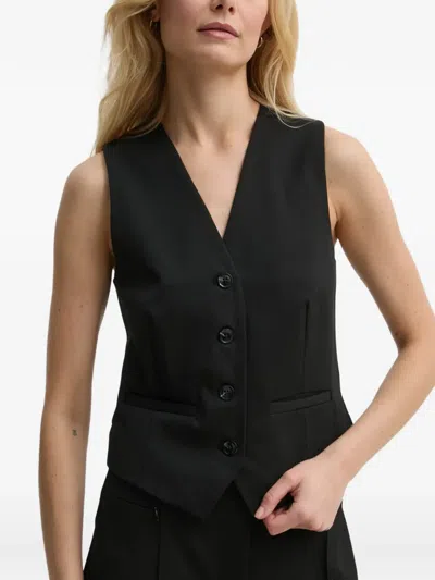 Samsoe & Samsoe Button V-neck Top In Black