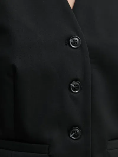 Samsoe & Samsoe Button V-neck Top In Black