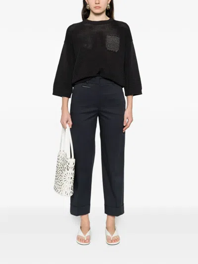 Peserico Crew Neck Pullover In Black