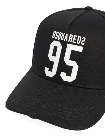 Dsquared2 Black Cotton Baseball Cap In Black