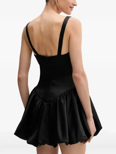 Bardot Oria Bubble Hem Satin Minidress In Black