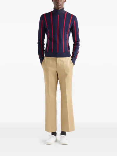 Prada Rollkragenpullover Aus Baumwolle In Blue