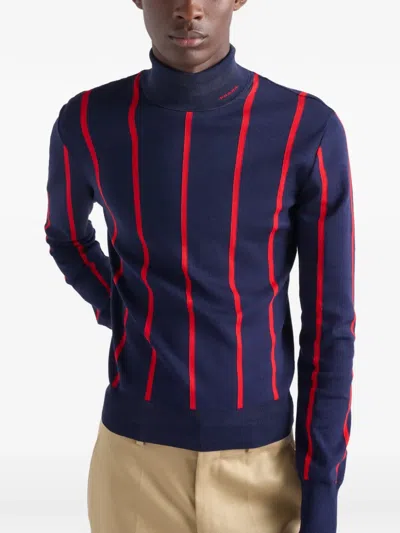 Prada Rollkragenpullover Aus Baumwolle In Blue