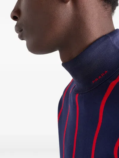 Prada Rollkragenpullover Aus Baumwolle In Blue