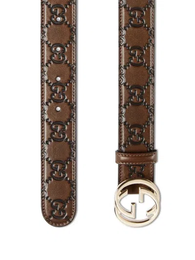 Gucci Interlocking G-buckle Belt In Brown