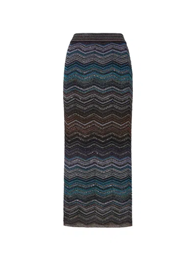 Missoni Viscose Skirt With Laminated Chevron Pattern In Multi