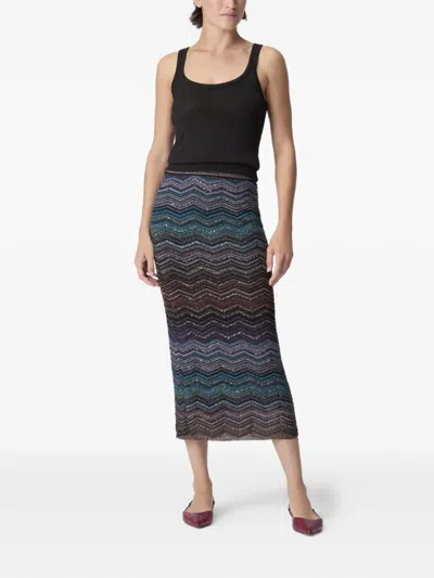 Missoni Viscose Skirt With Laminated Chevron Pattern In Multi