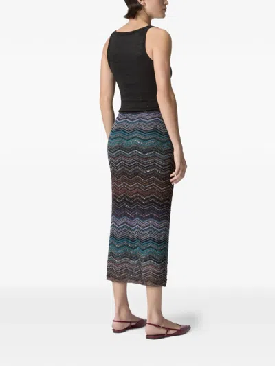 Missoni Viscose Skirt With Laminated Chevron Pattern In Multi