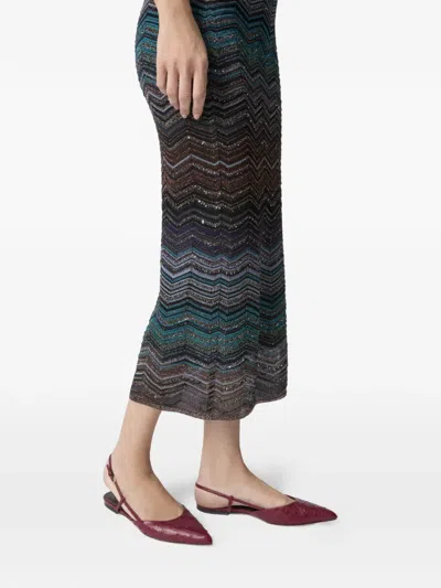 Missoni Viscose Skirt With Laminated Chevron Pattern In Multi