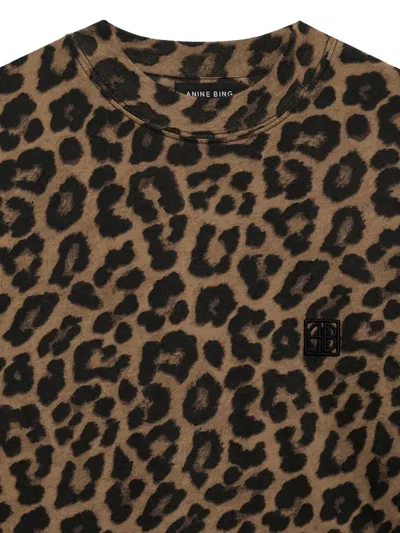 Anine Bing Beth Mini Dress Black And Brown Leopard In Animal Print