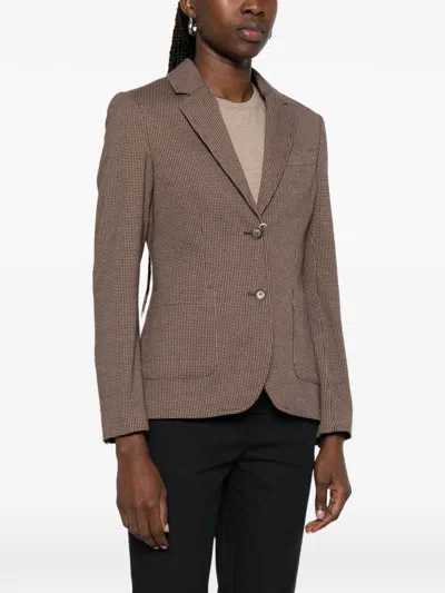 Gant Check-pattern Blazer In Brown