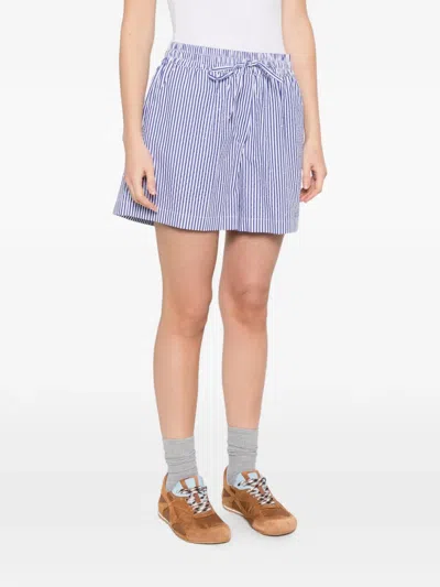 P.a.r.o.s.h Cotton Shorts Elastic Waistband Vertical Stripes In Blue