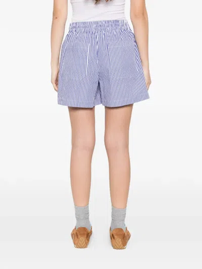 P.a.r.o.s.h Cotton Shorts Elastic Waistband Vertical Stripes In Blue