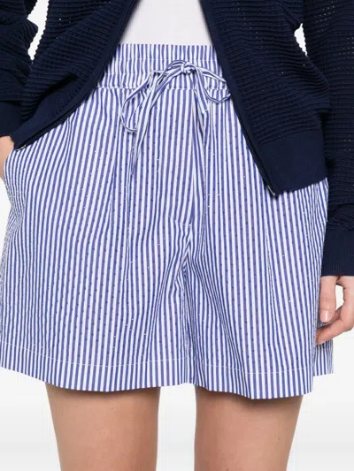 P.a.r.o.s.h Cotton Shorts Elastic Waistband Vertical Stripes In Blue