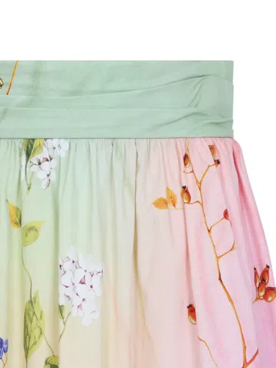 Roberto Cavalli Floral-print High-rise Gathered Midi Skirt In Multi