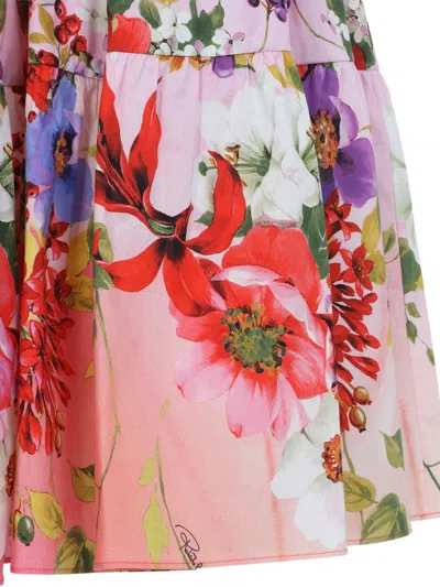 Roberto Cavalli Floral-print High-rise Gathered Midi Skirt In Multi