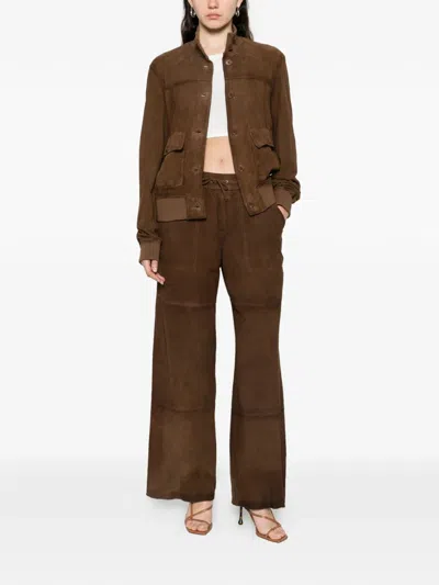 P.a.r.o.s.h Pants Wide Leg Design Front And Back Pockets In Brown