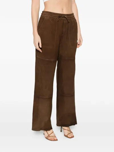 P.a.r.o.s.h Pants Wide Leg Design Front And Back Pockets In Brown