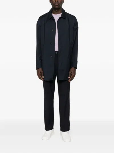 Herno Button-front Raincoat In Black