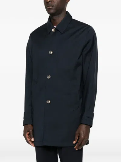 Herno Button-front Raincoat In Black
