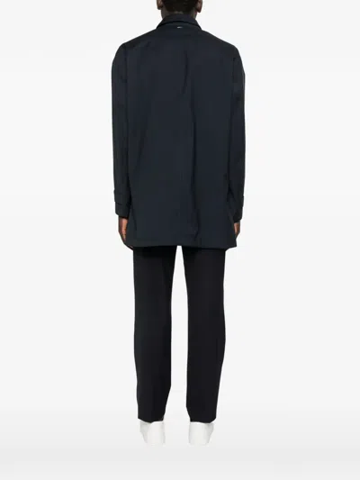 Herno Button-front Raincoat In Black