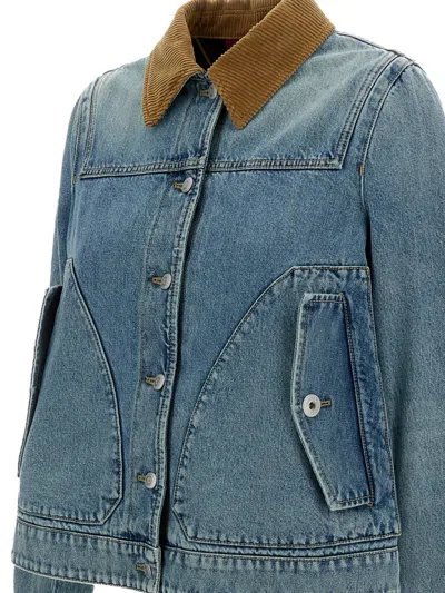 Alexander Mcqueen Fitted Blue Jacket With Peplum Hem And Contrasting Collar In Blue