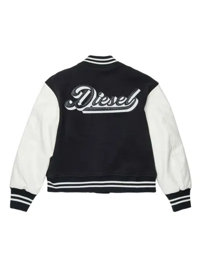Diesel Logo-patch Bomber Jacket In Black